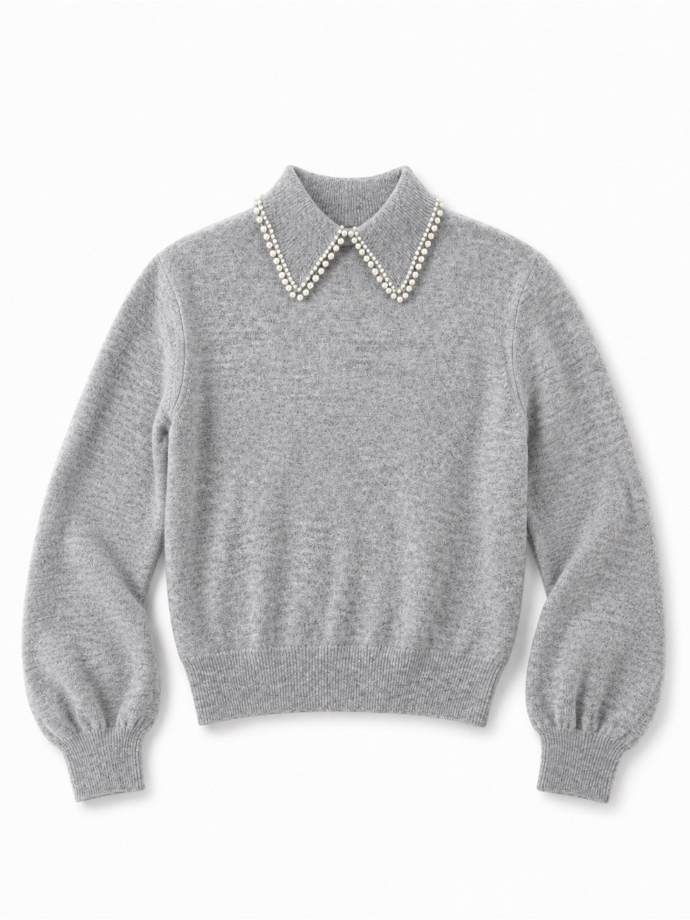 H&M Gray Pearl Collar Sweater Preppy Coquette Knit Top Small